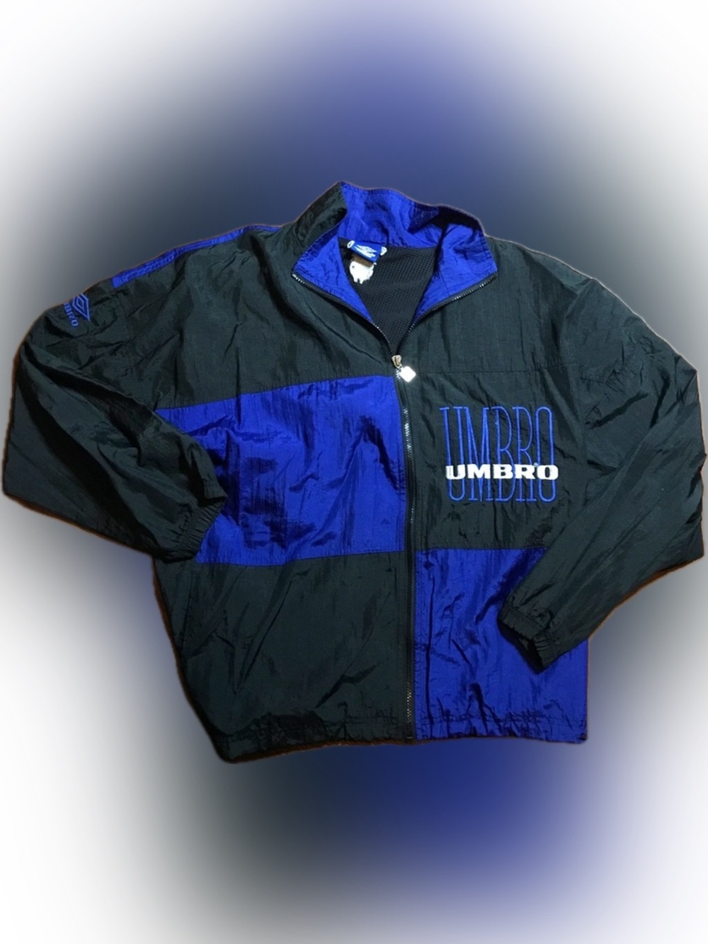 Umbro Black and Royal Blue Windbreaker Jacket